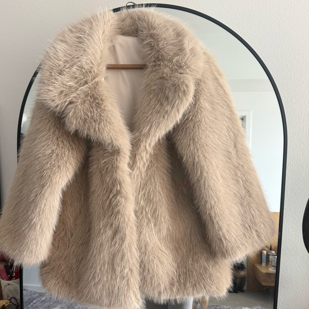 Faux Fur Coat in Cream